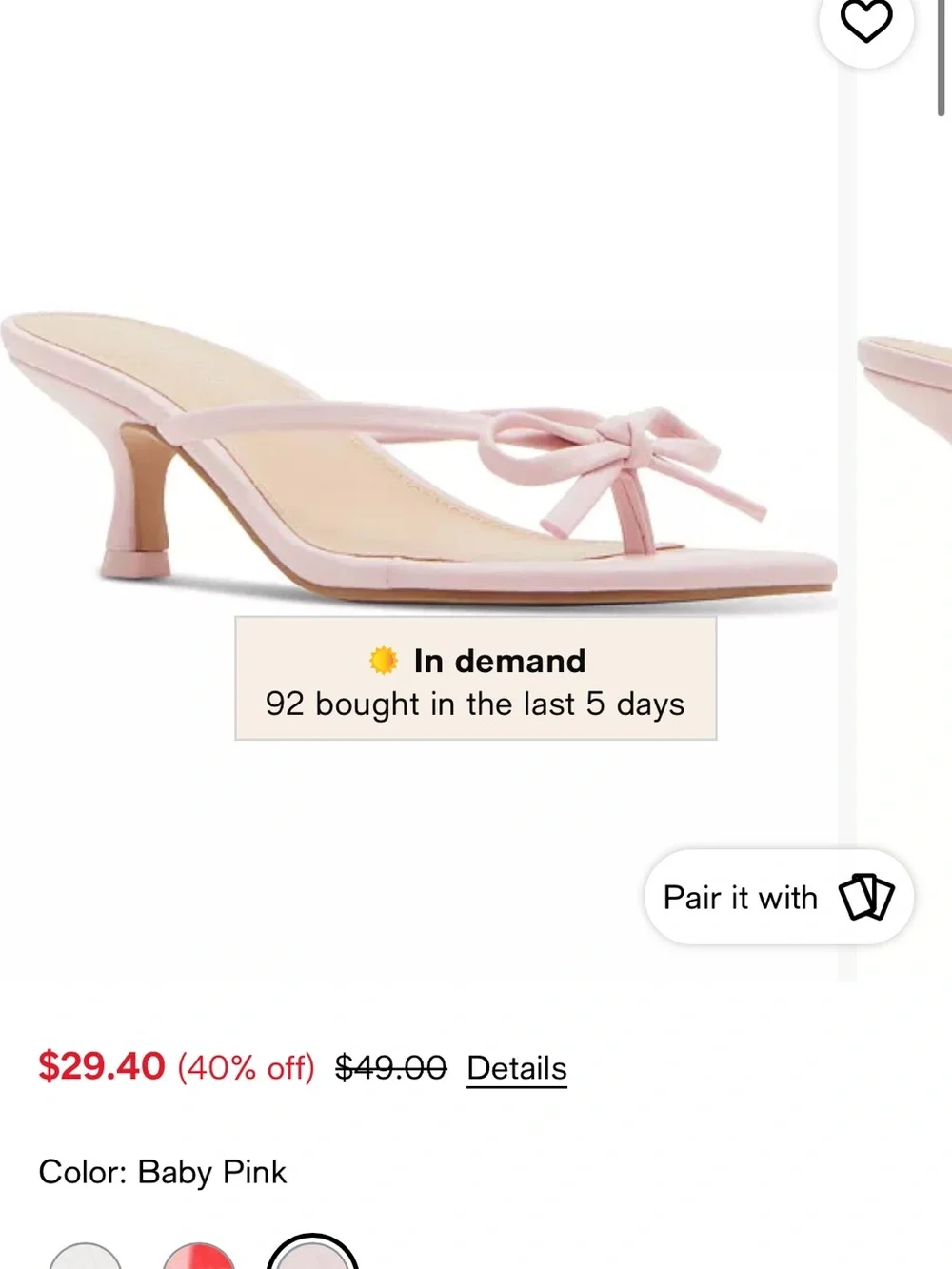 Madden Girl Soft Pink Bow Slide Mule